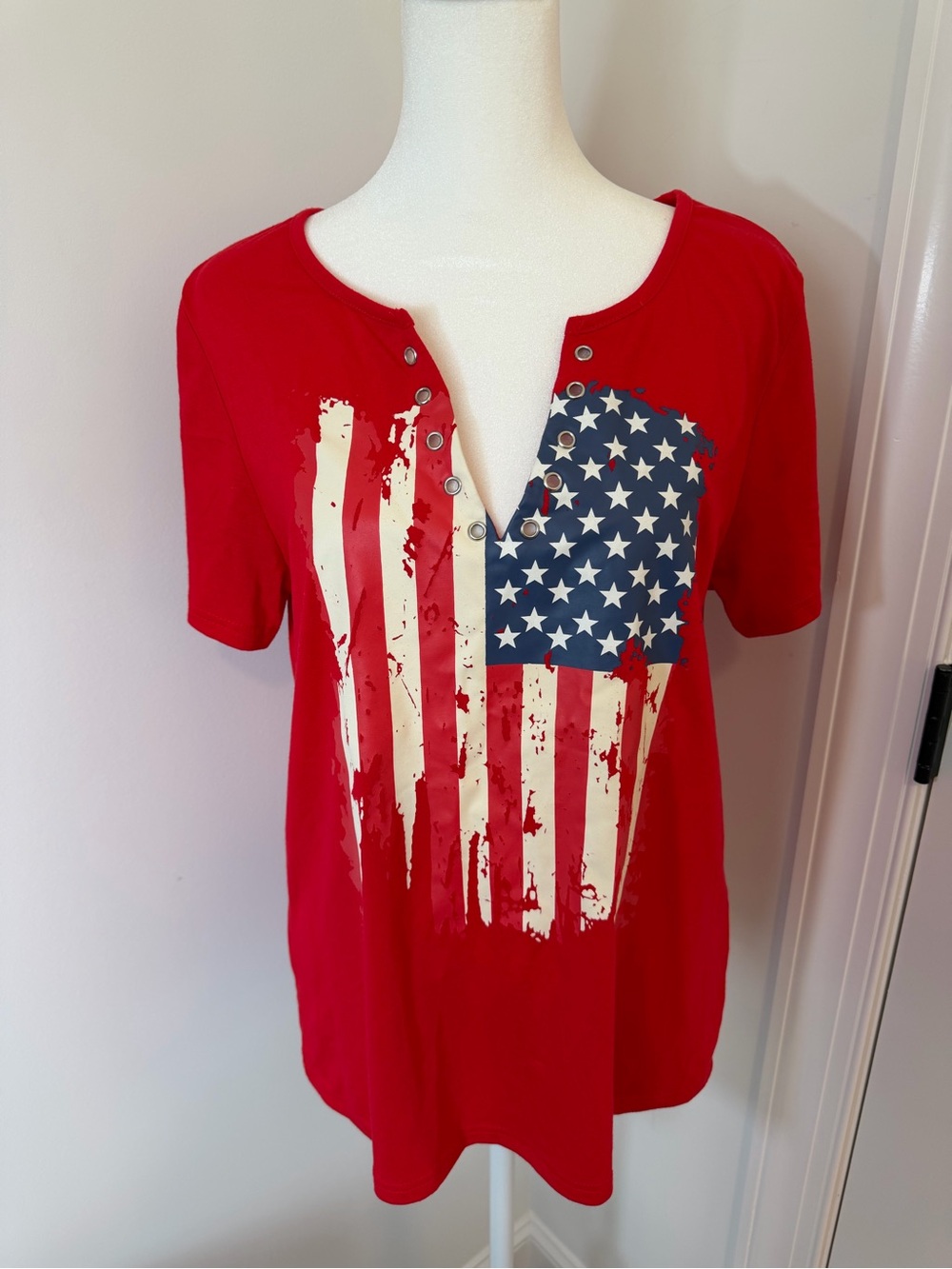 Women's Red American Flag Graphic Tee